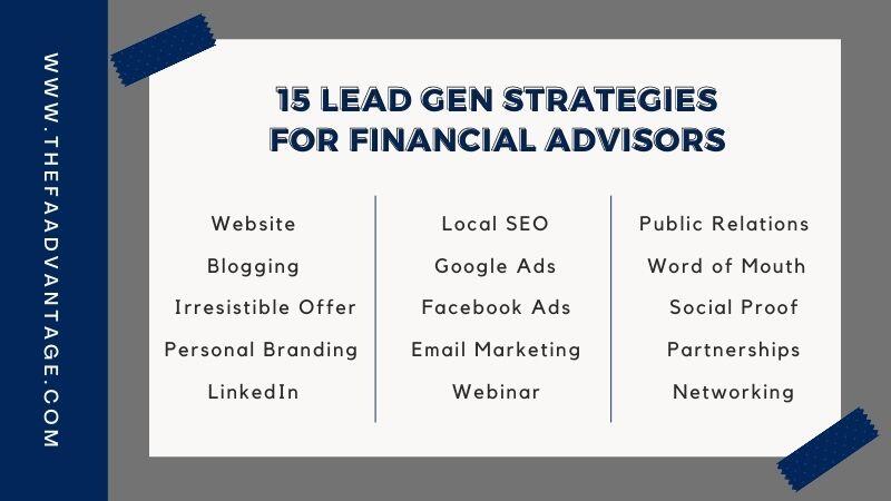 15 lead gen tips for financial advisors