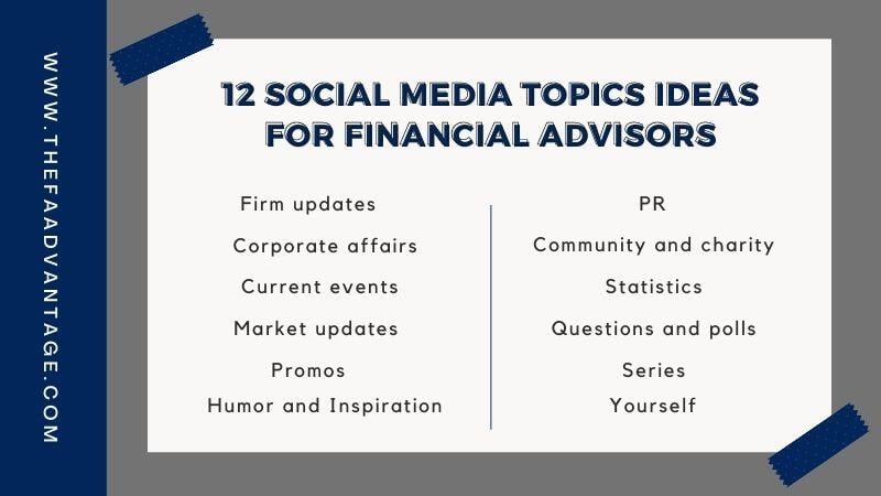 12 Social media topics ideas for financial advisors