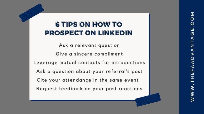 Prospecting messages on Linkedin for financial advisors