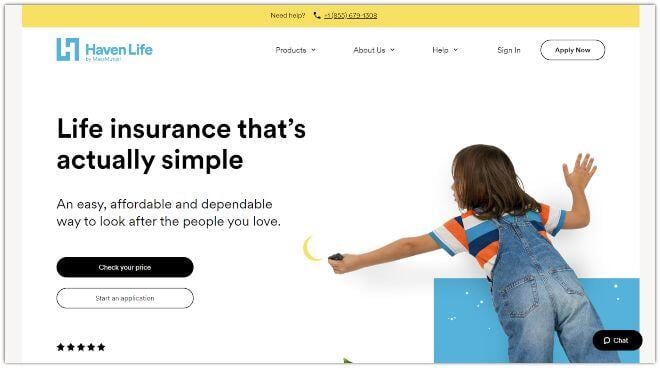 Haven Life Insurance Website Example