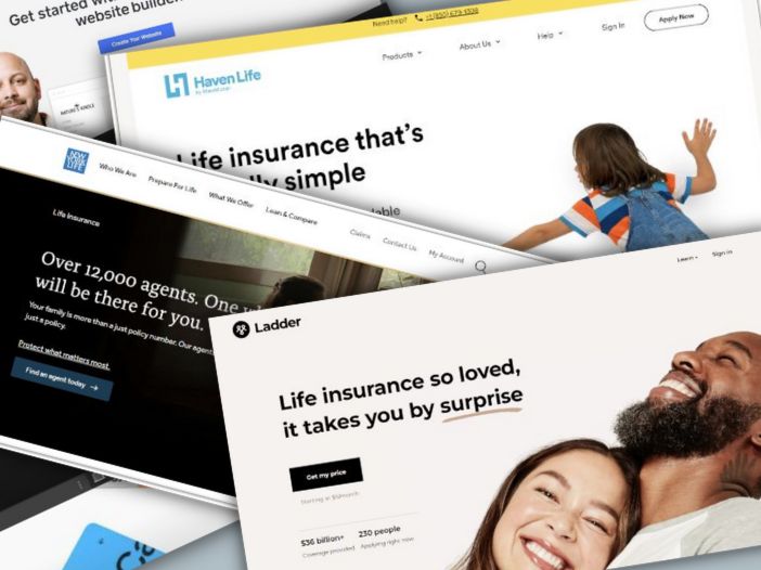 collage of insurance agency website examples