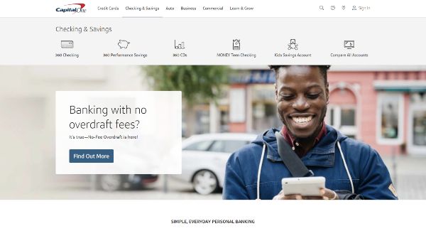 Capital One 360 Bank Website Design Screenshot