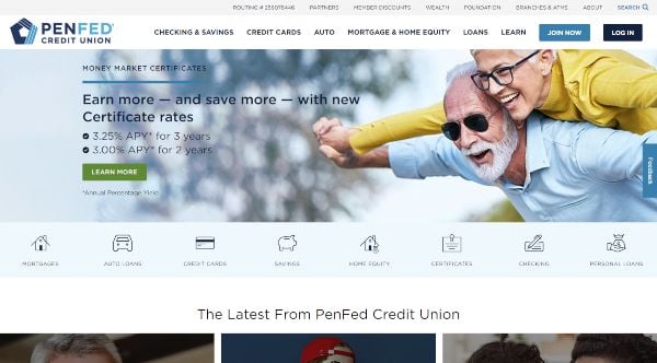 PenFed Credit Union Website Design Screenshot
