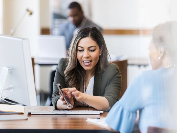 bank manager helping a customer